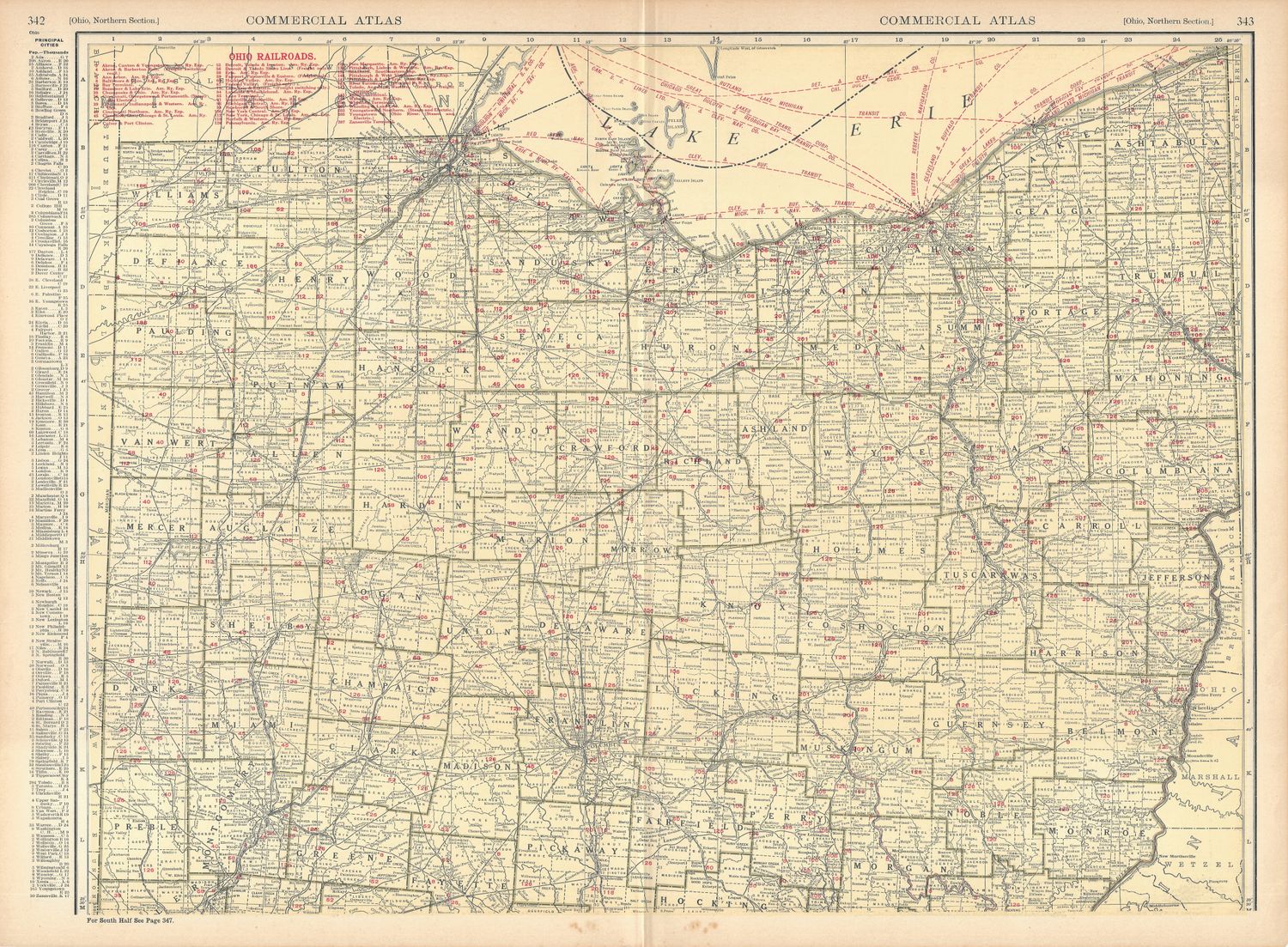 1924 Railroad Map of Ohio (Northern Part) by Rand McNally