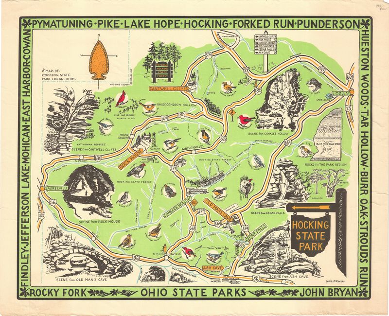 1940 Illustrated Map of Hocking State Park , Ohio