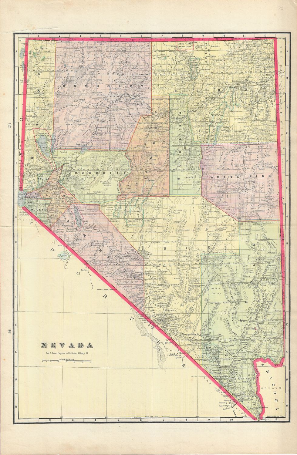 1900 Map of Nevada by George Cram
