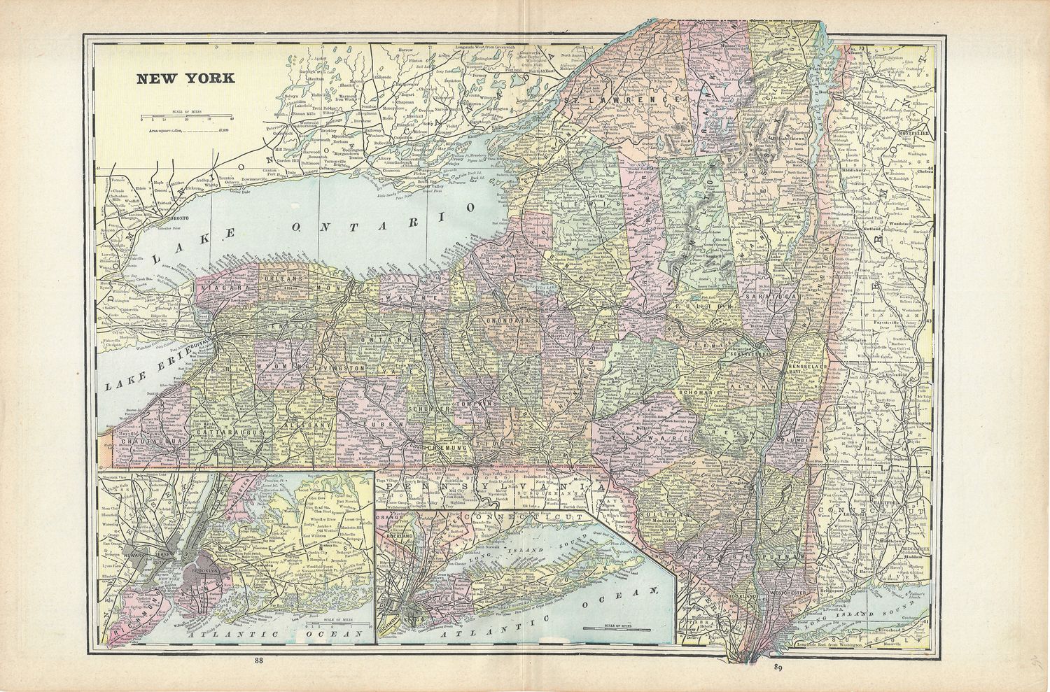 1900 Map of New York by George Cram