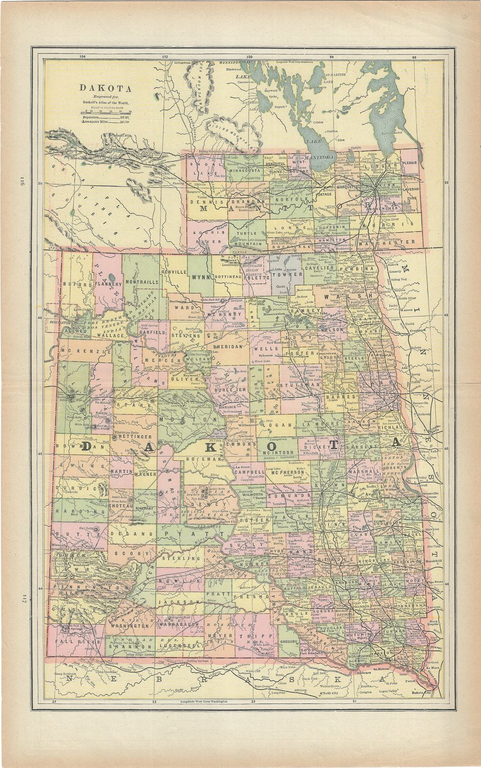 1900 Map of Dakota Territory by Gaskell's