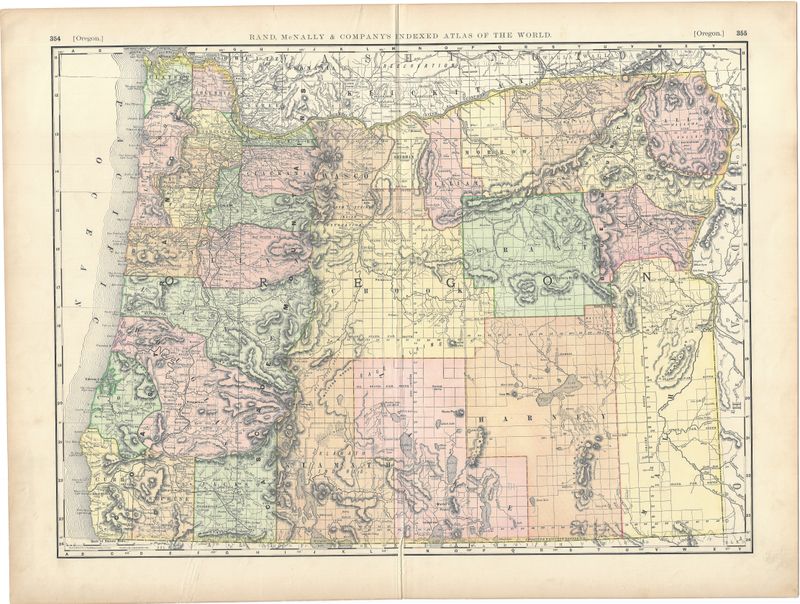 1889 Map of Oregon by Rand McNally 1st edition