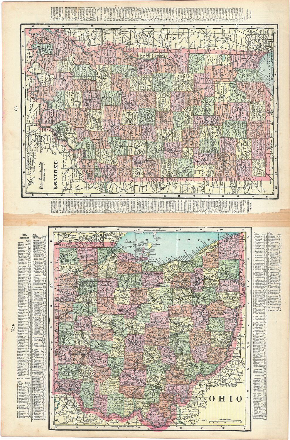 1900 Indexed Map of Pennsylvania by George Cram