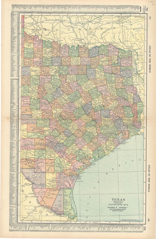 1910 Map of Eastern Texas by CS Hammond