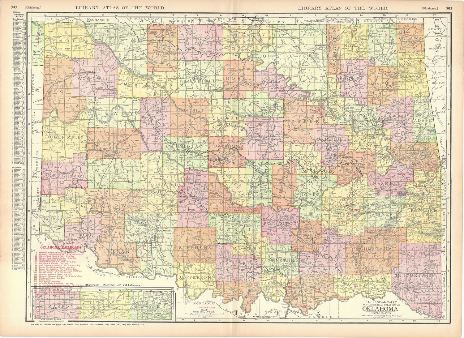 1912 Railroad Map of Oklahoma by Rand McNally
