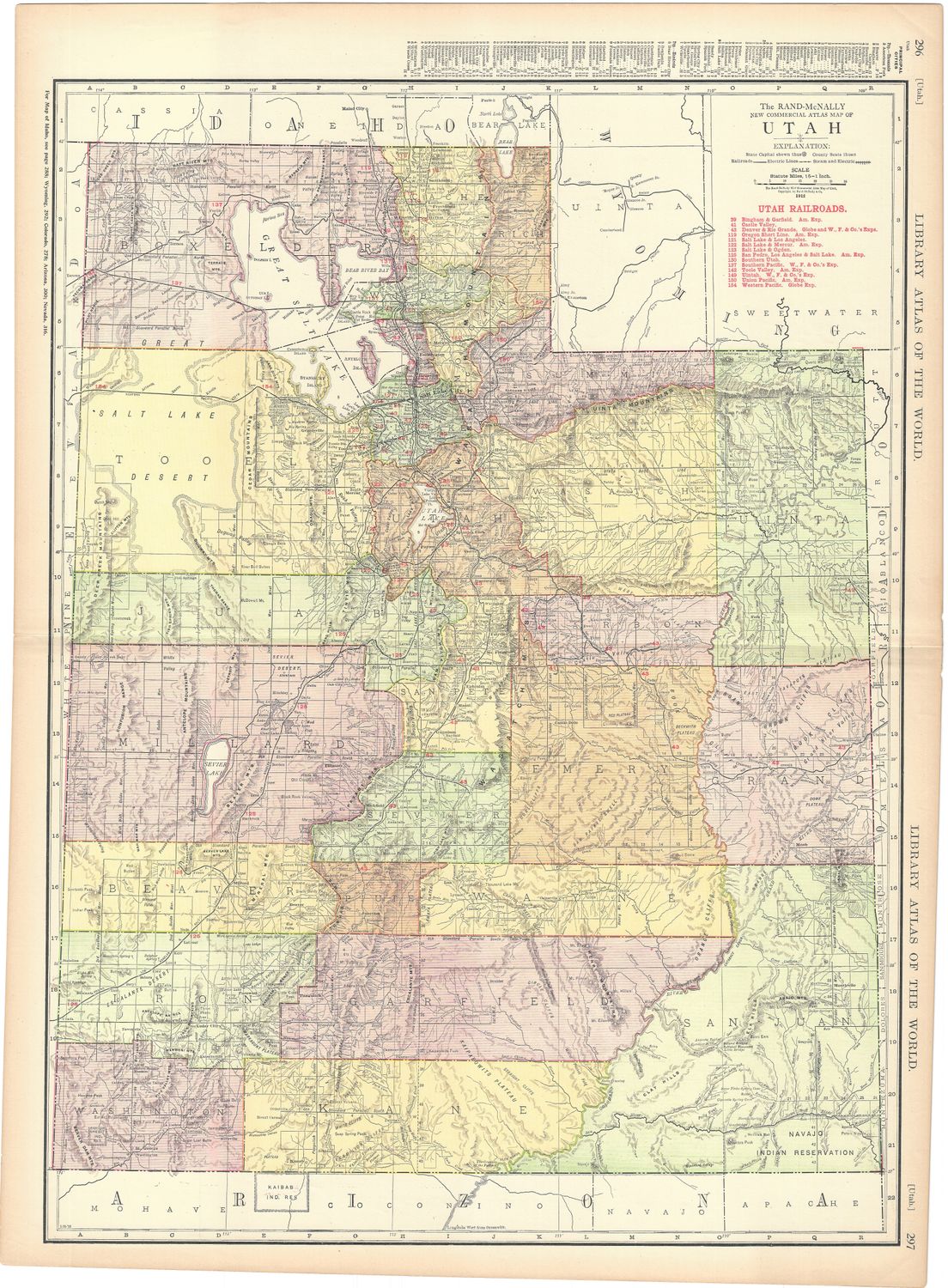 1912 Railroad Map of Utah by Rand McNally