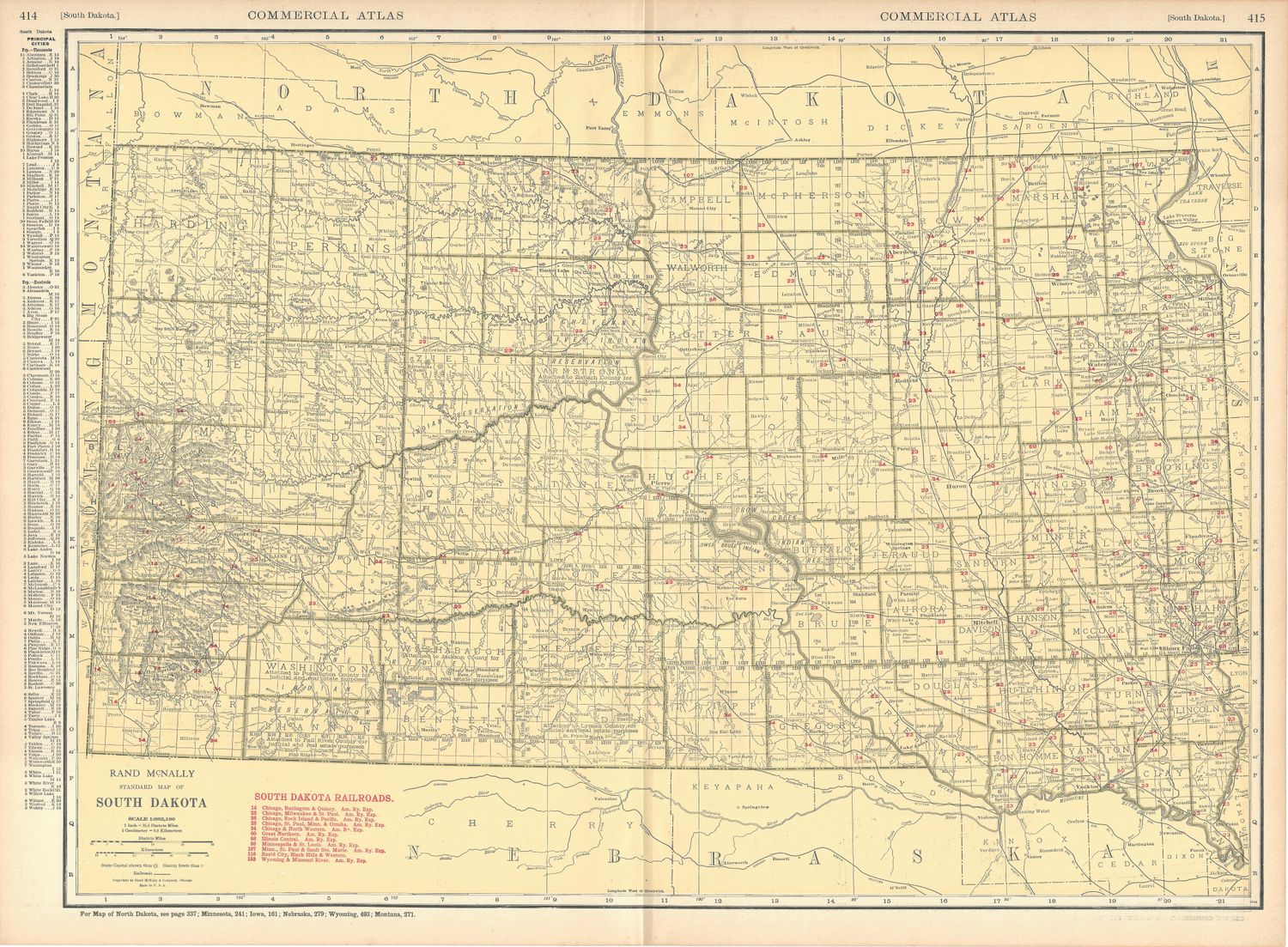 1924 Railroad Map of South Dakota by Rand McNally
