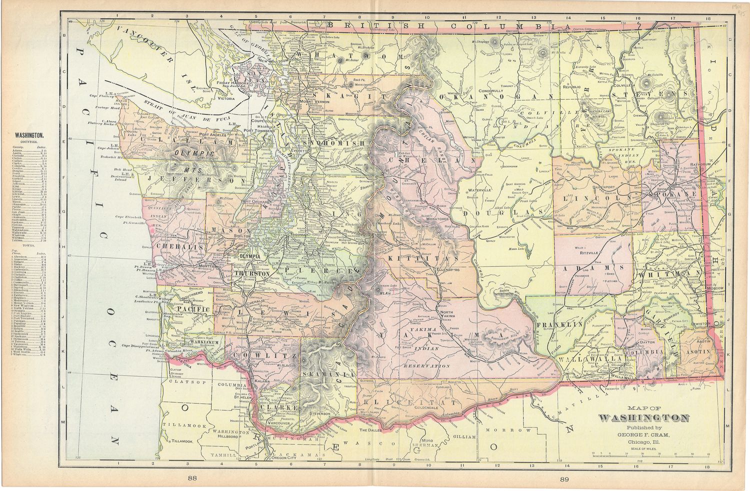 1901 Map of Washington by George Cram
