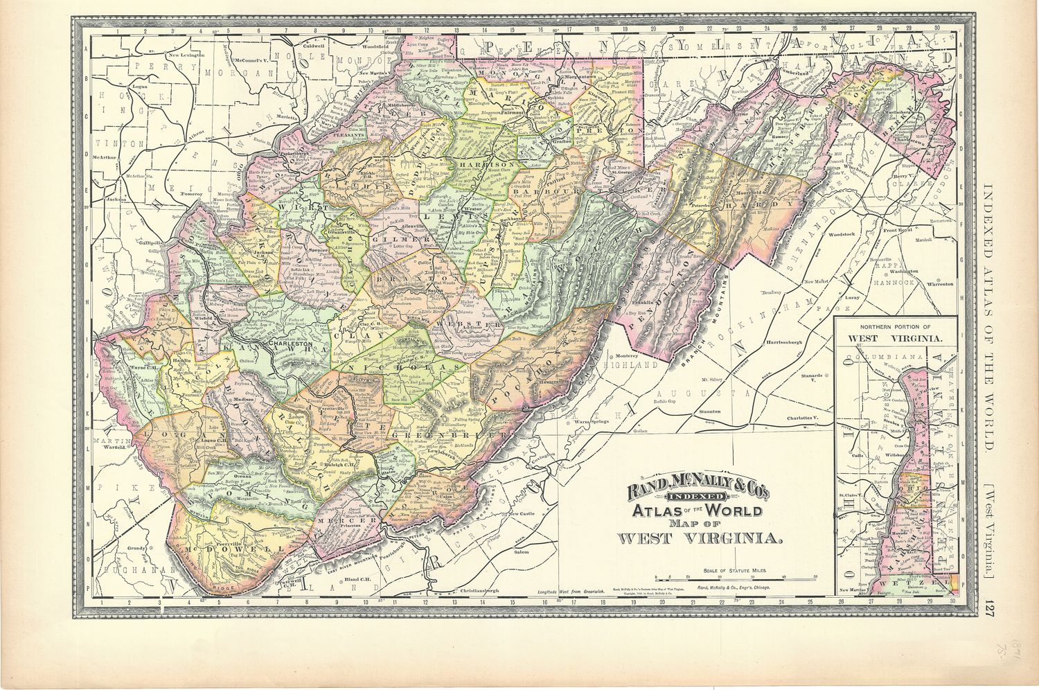 1891 Map of West Virginia by Rand McNally