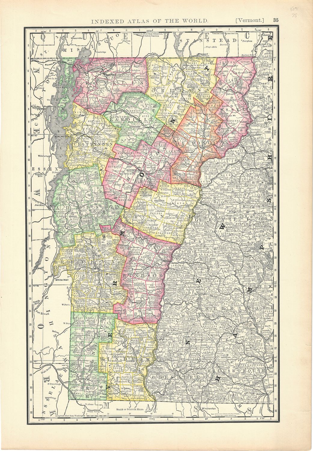 1891 Map of Vermont by Rand McNally