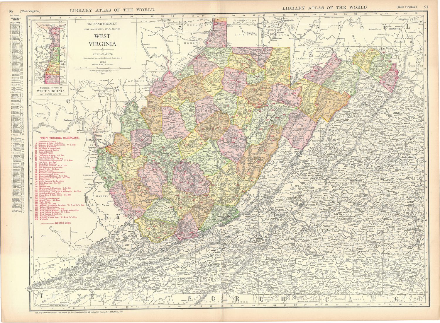 1912 Railroad Map of West Virginia by Rand McNally