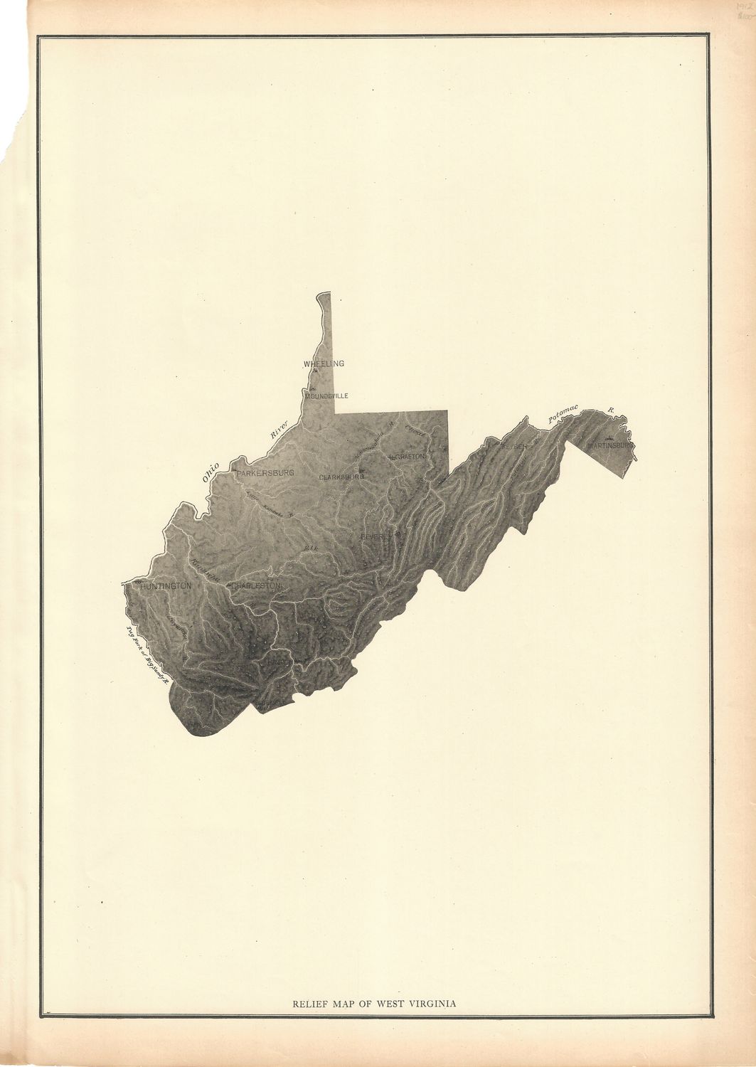 1912 Relief Map of West Virginia by Rand McNally