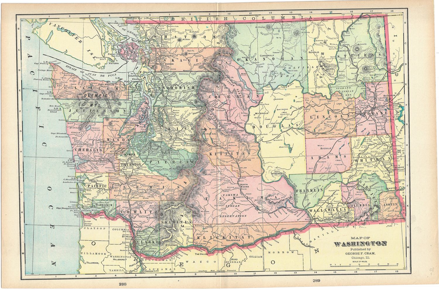 1900 Map of Washington by George Cram