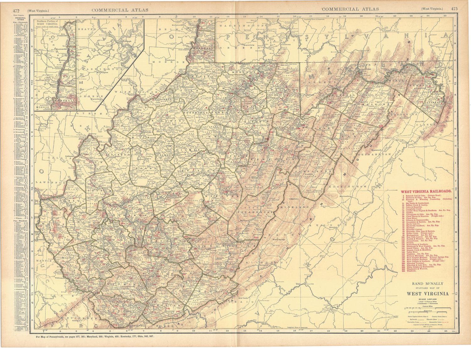 1924 Railroad Map of West Virginia by Rand McNally