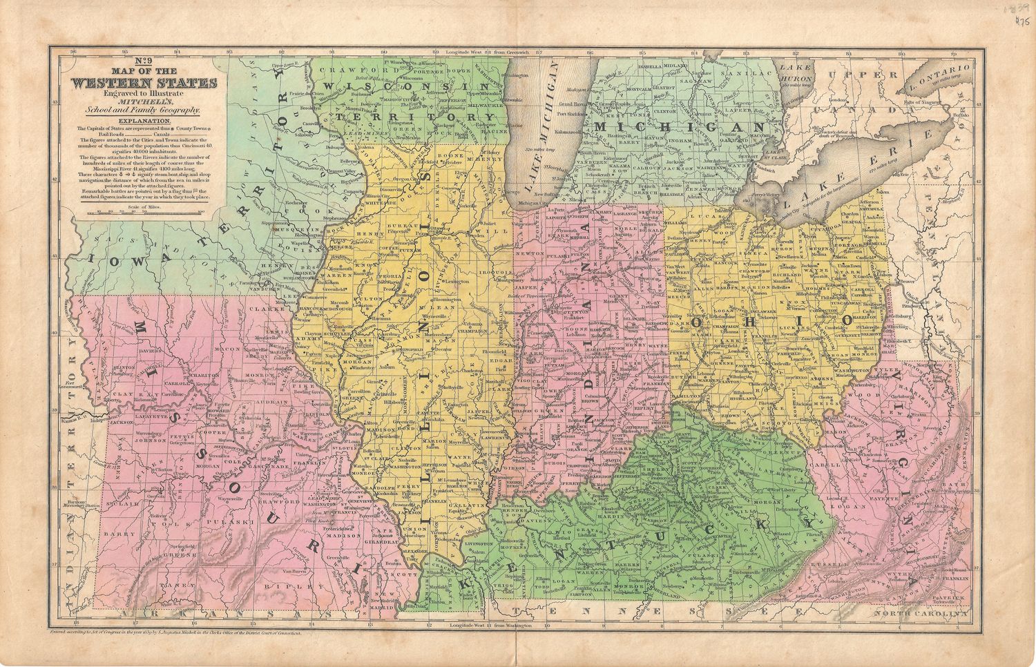 1839 Mitchell&#39;s Map of the Western States