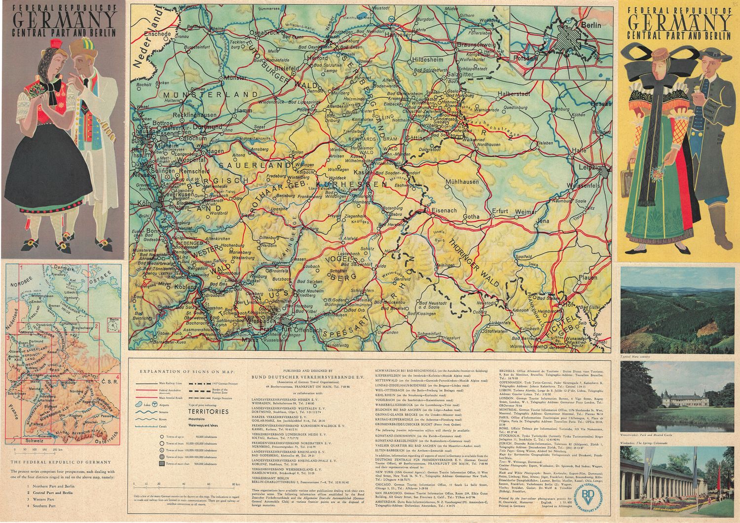 1953 Map of Germany- Central Part and Berlin