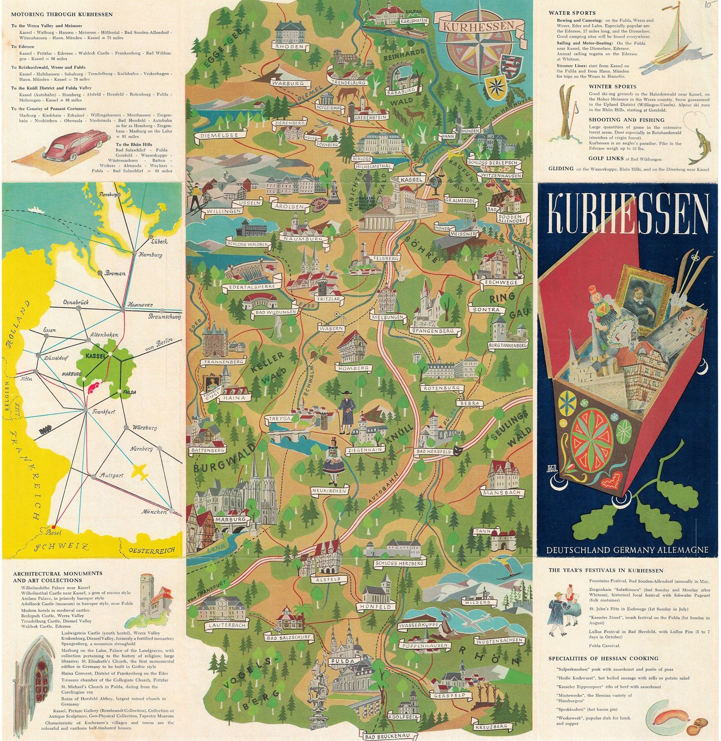 1955 Map of Kurhessen Germany in English