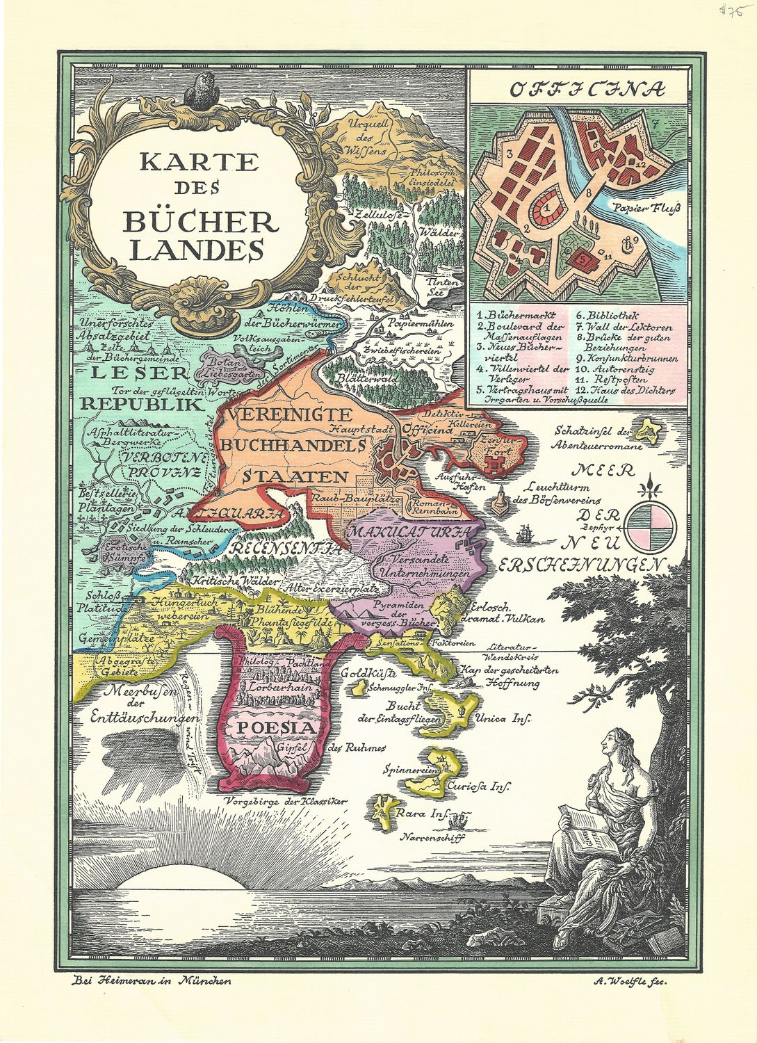 1968 (1938) Karte Des Bucher Landes (Land of Books)