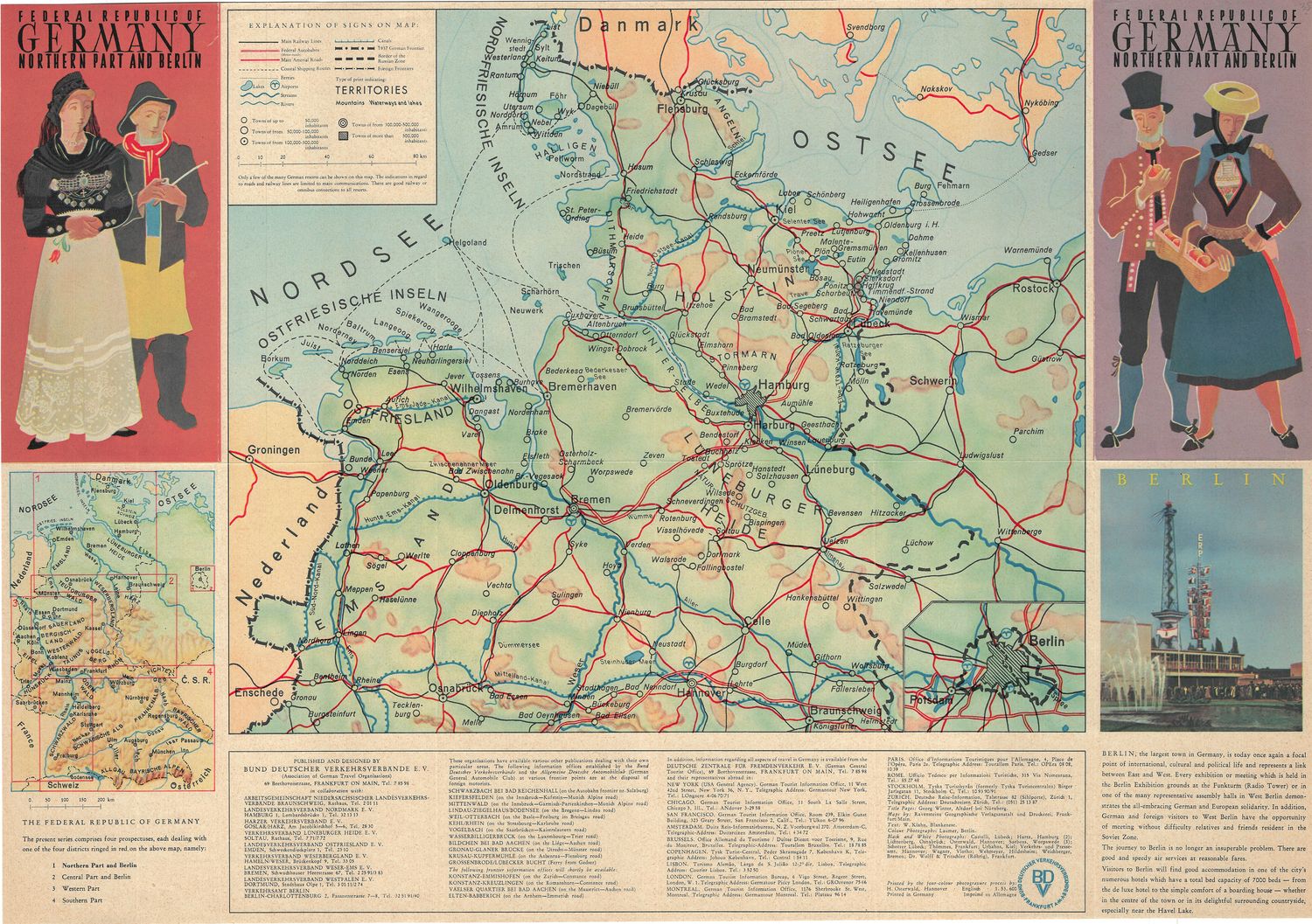 1953 Map of Germany - Northern Part and Berlin