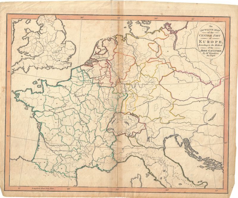 1821 Map of Central Europe by Wauthier w/OHC