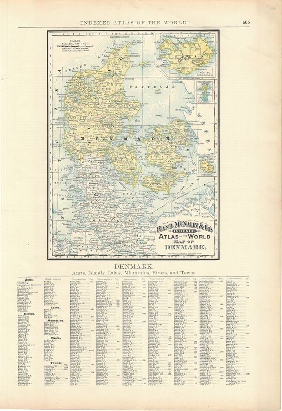 1892 Map of Denmark by Rand McNally