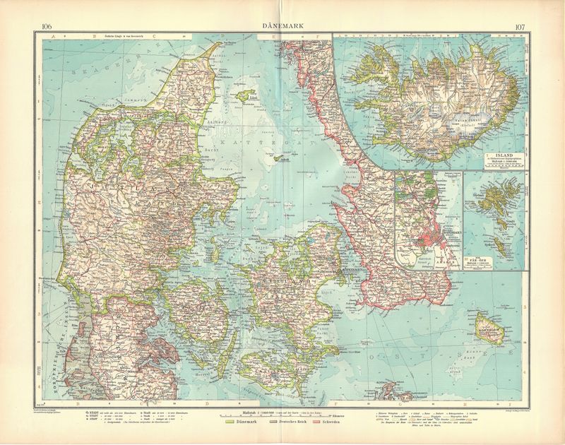 1912 German Map of Denmark