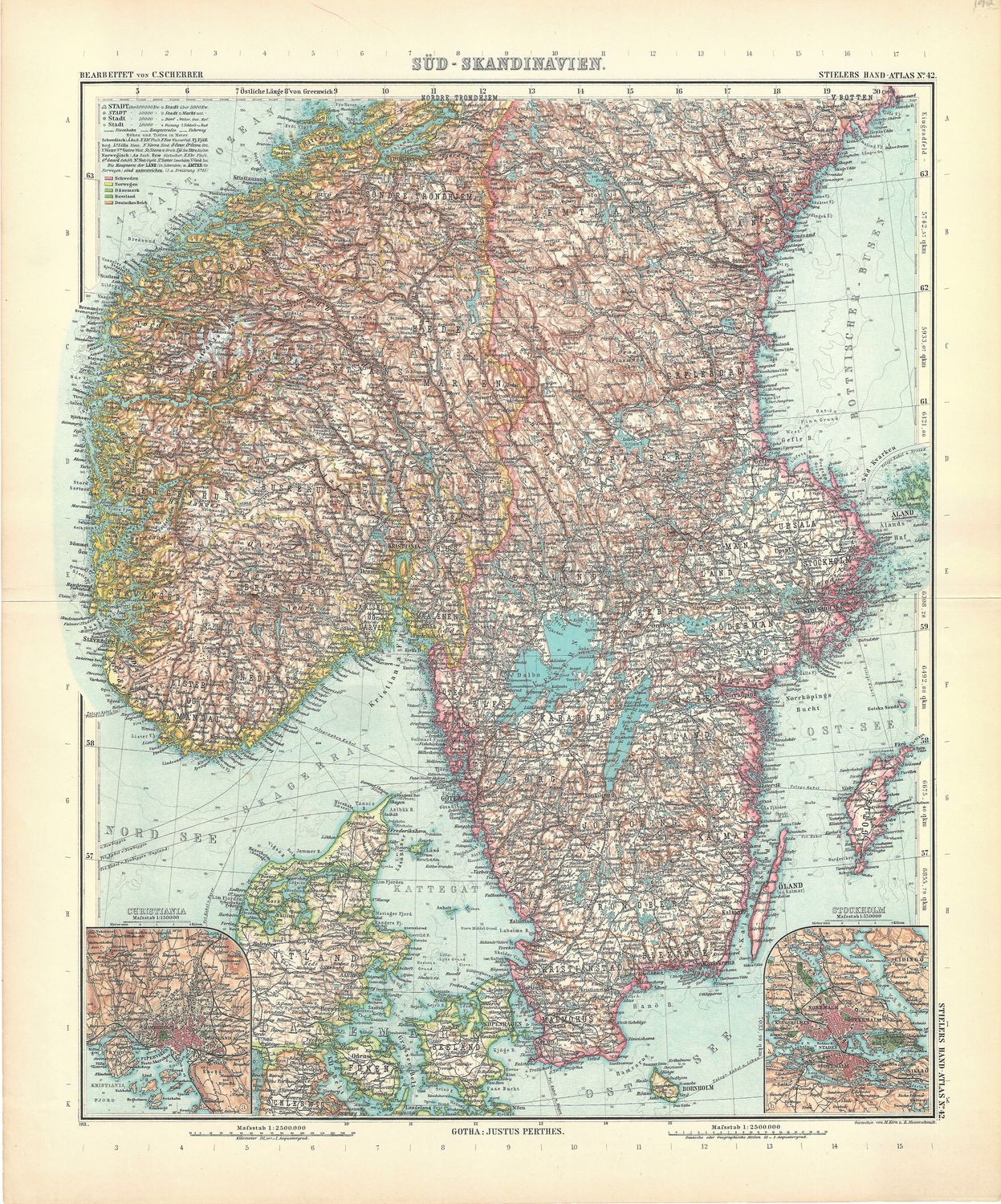 1912 German Map of Southern Scandanavia