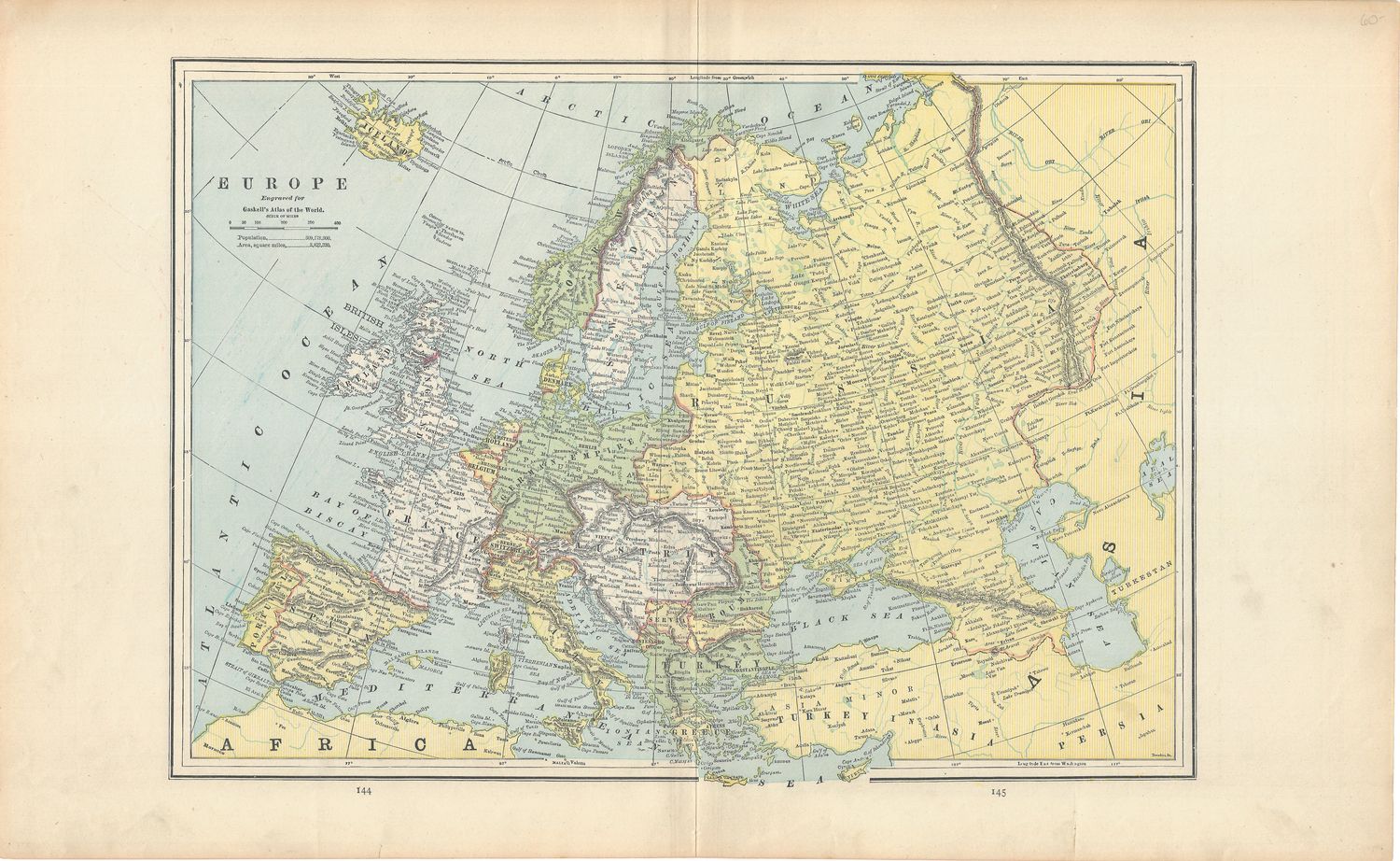 1880  Map of Europe by Gaskell&#39;s Publishing