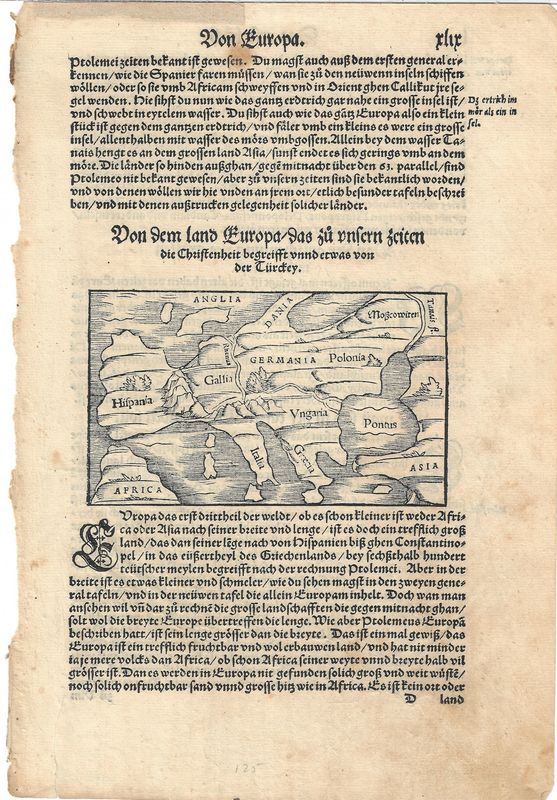 1575 Map of Don Europa by Sebastian Munster