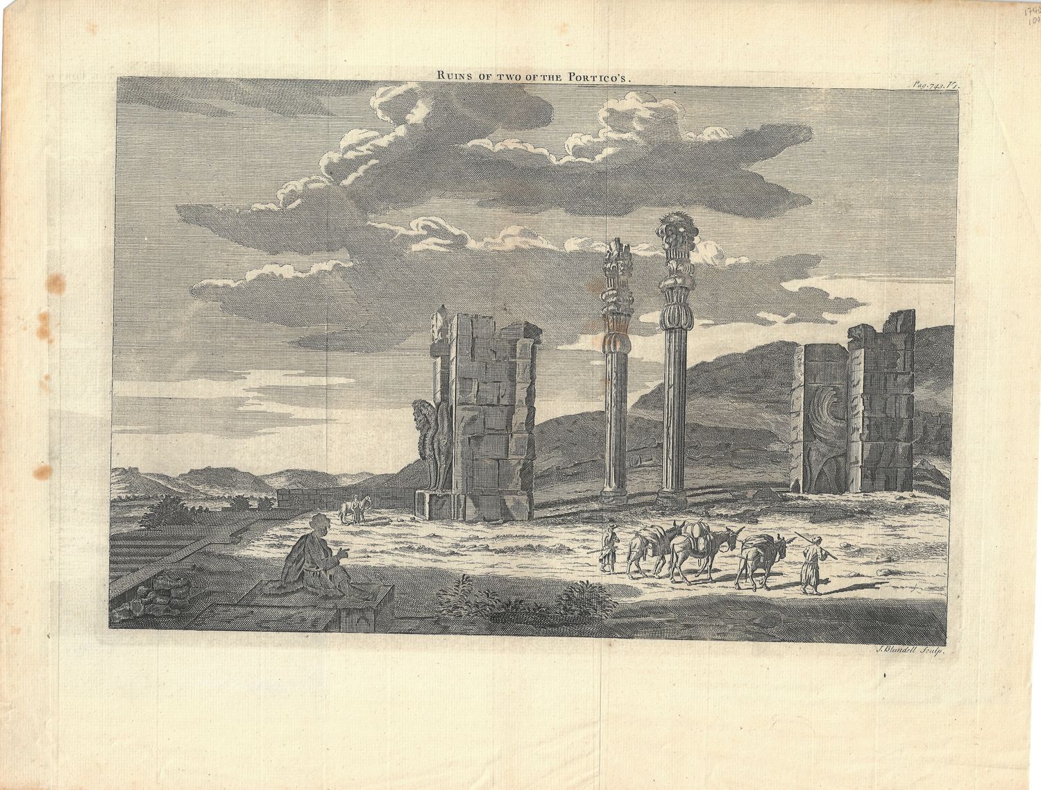 1740 Ruins of the Two Porticos by Blundell in copper engraving