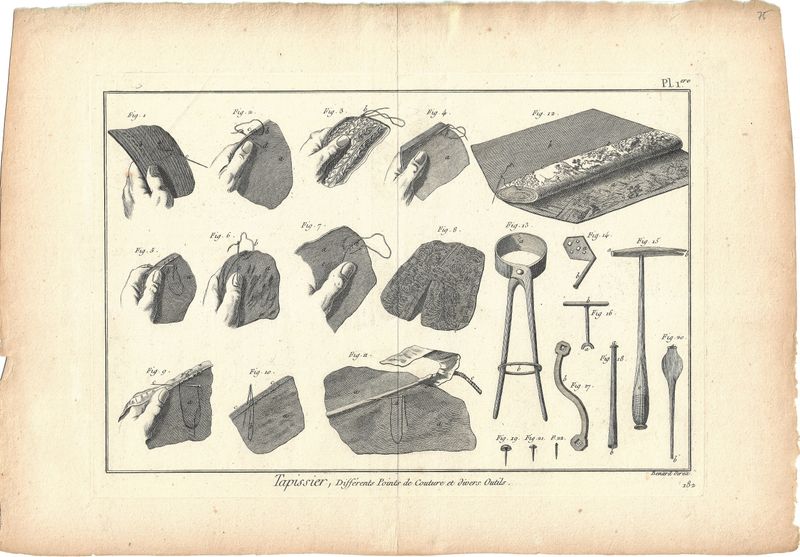 1750 View of Tapestry Embroidery and Tools by Diderot