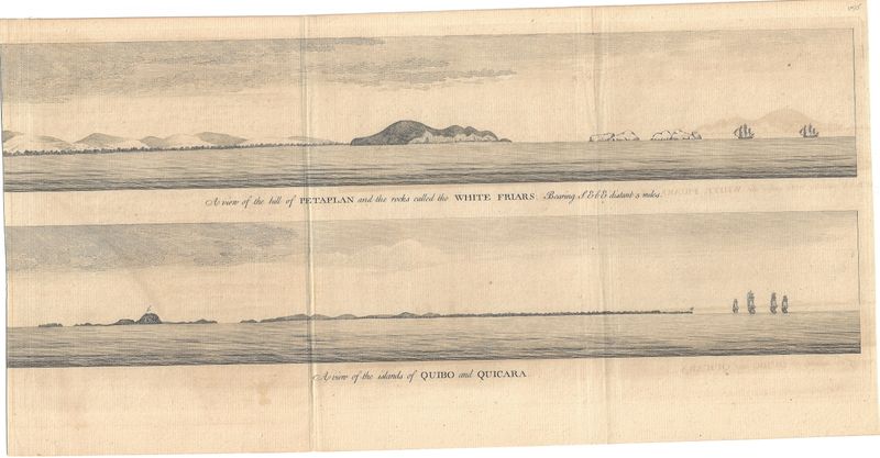 1740 View of the Islands of Quibo &amp; Quicara from the Anson Voyage