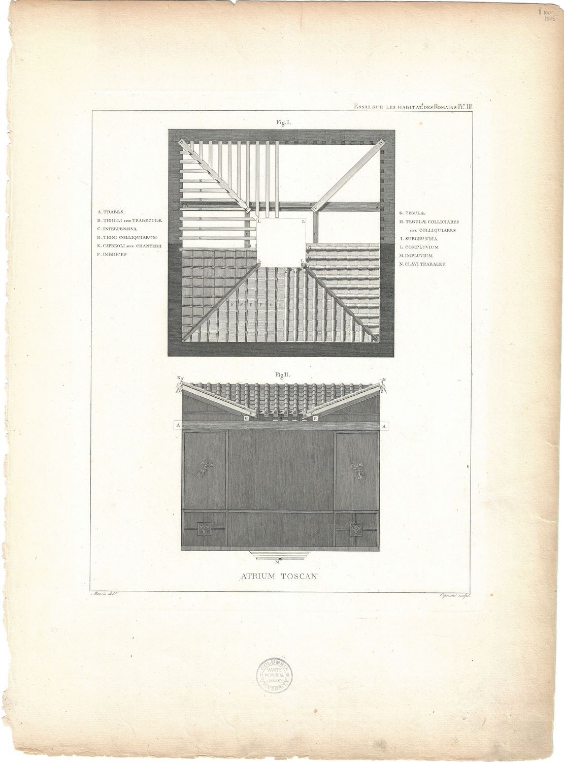 1805 Atrium Toscan Details copper engraving (pair)