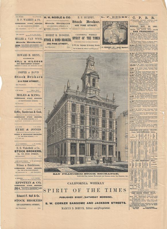 1880 California Spirit of the Times Building and Street Views of San Francisco and Stanford University