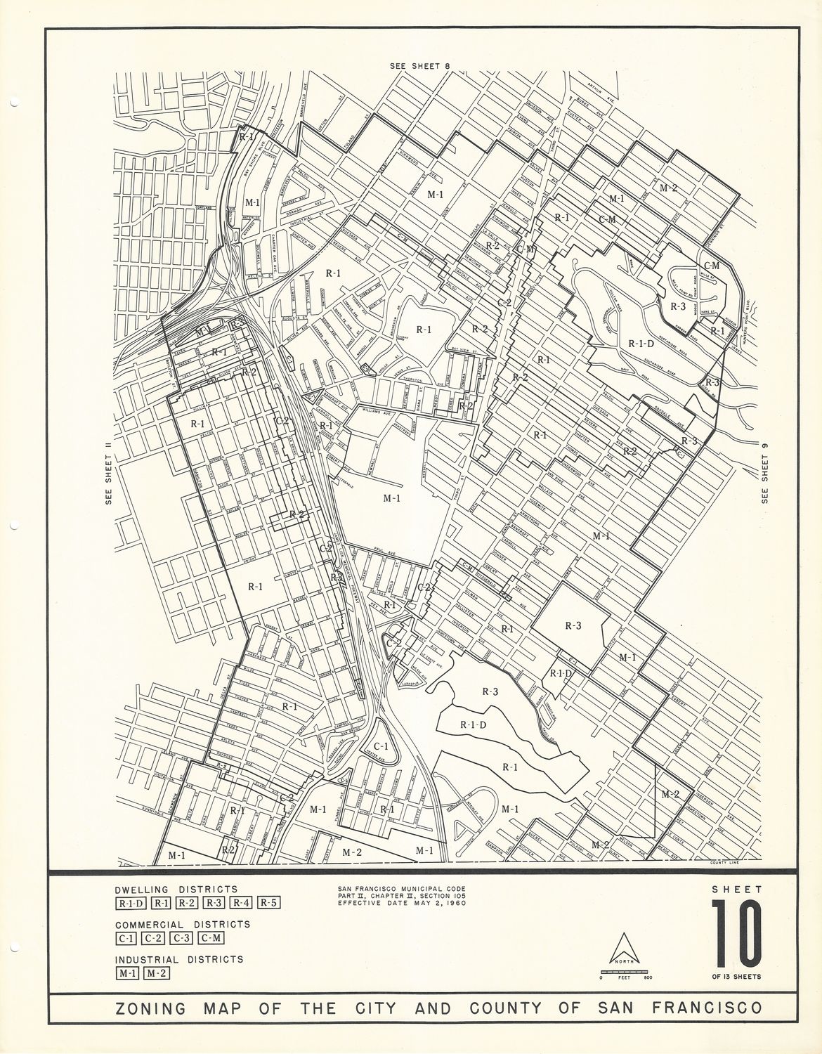 1960 San Francisco Zoning Map sectional