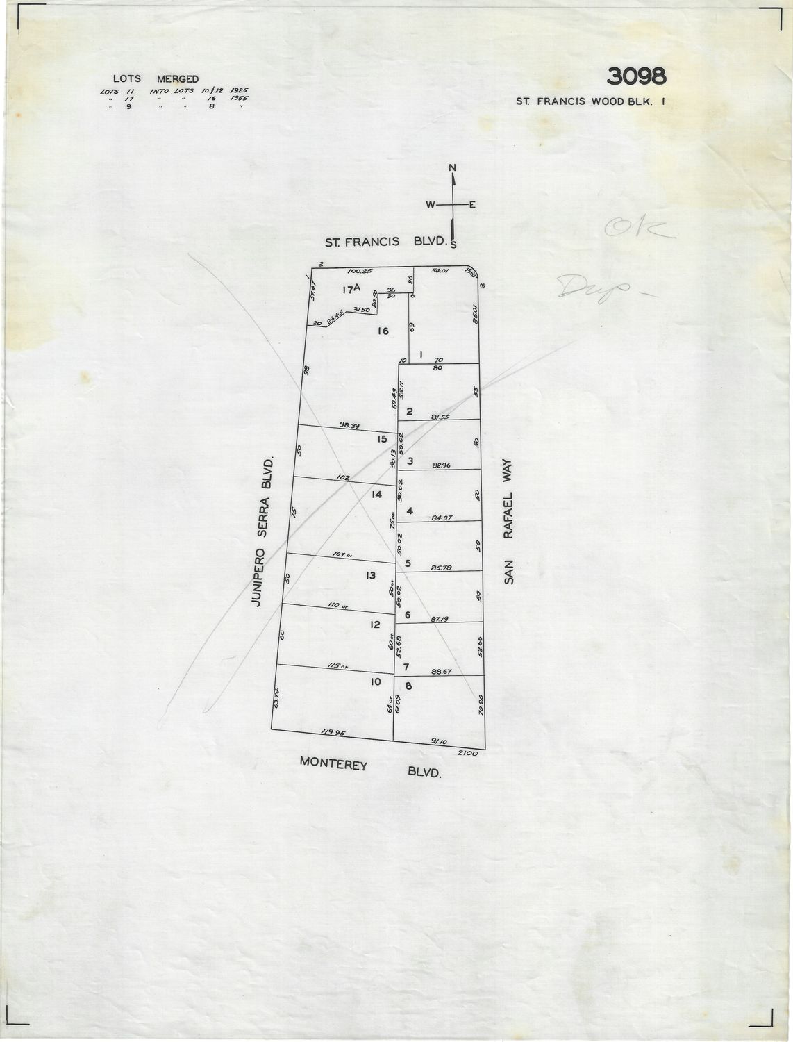 1950 San Francisco Tax Block # 3098 - Junipero Serra Blvd &amp; St Francis Blvd.