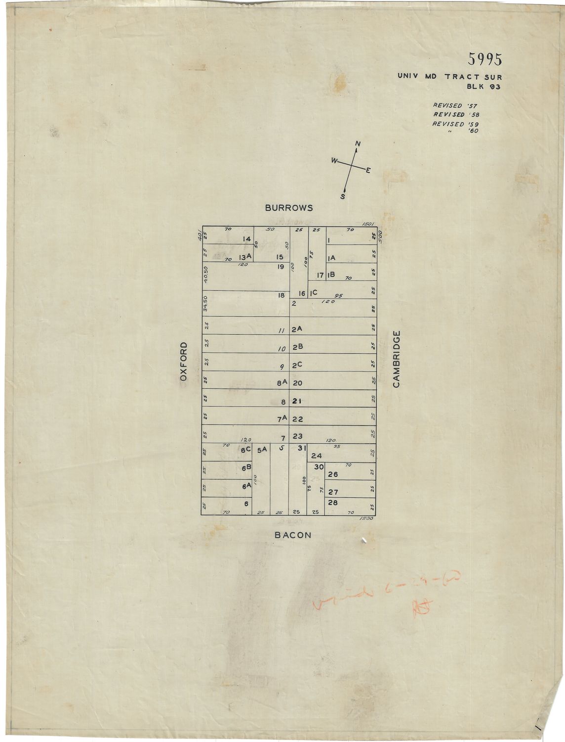1950 San Francisco Tax Block # 5995 - Oxford / Cambridge - Burrow / Bacon