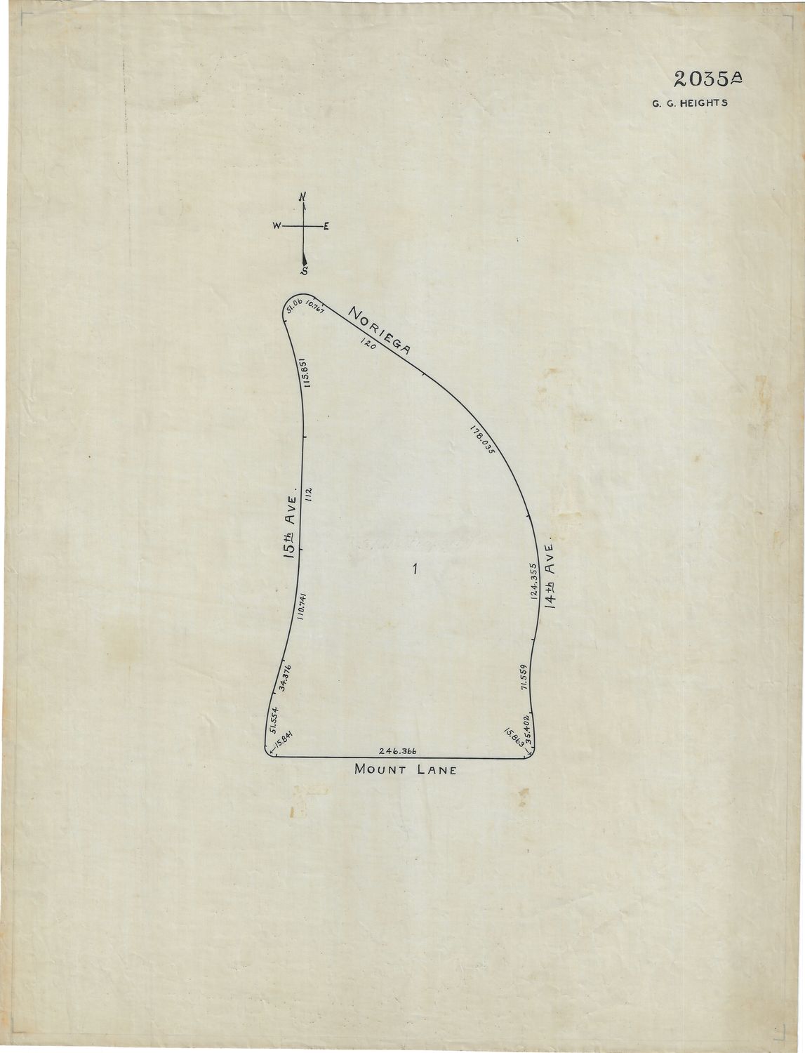 1950 San Francisco Tax Block # 2035a - 14th Ave. &amp; Noriega