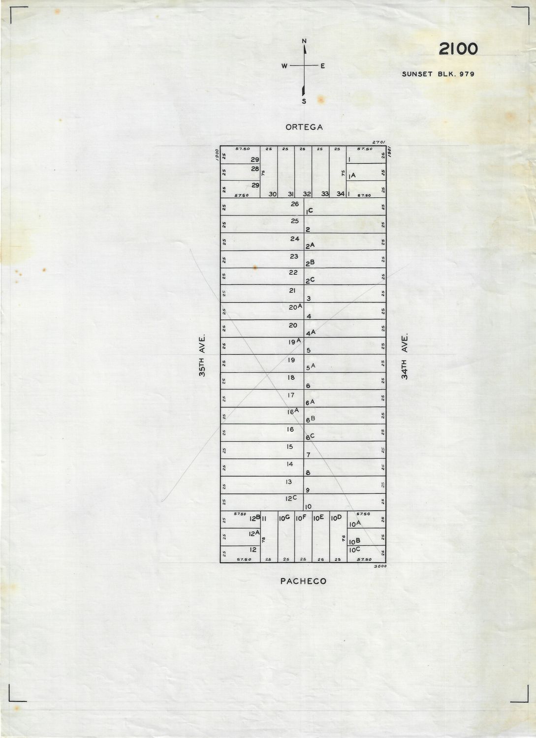 1950 San Francisco Tax Block # 2100 = 34th/35th &amp; Pacheco/Ortega
