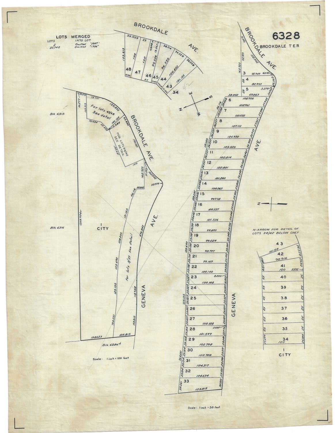1950 San Francisco Tax Block # 6328 - Brookdale to Geneva Ave
