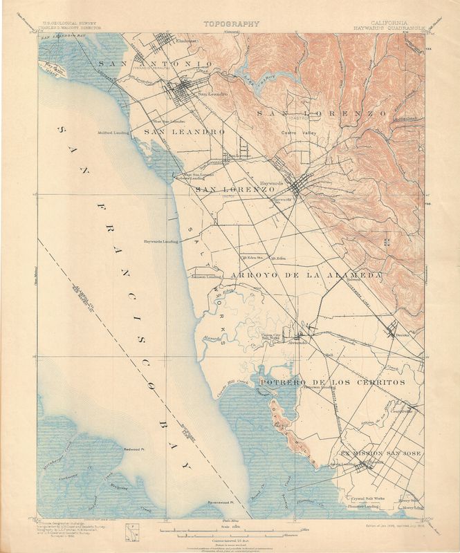 1906 (1899) USGS Haywards, CA Quad