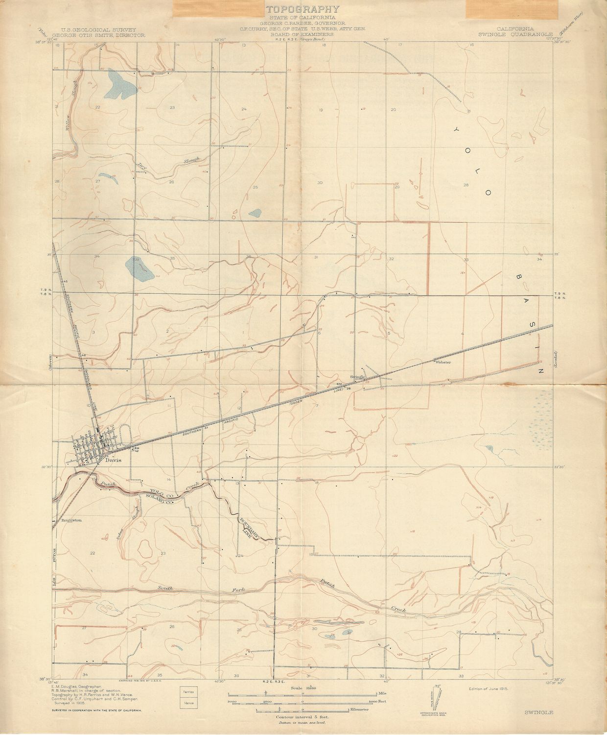 1915 USGS Swingle , Ca. Quad (Davis)