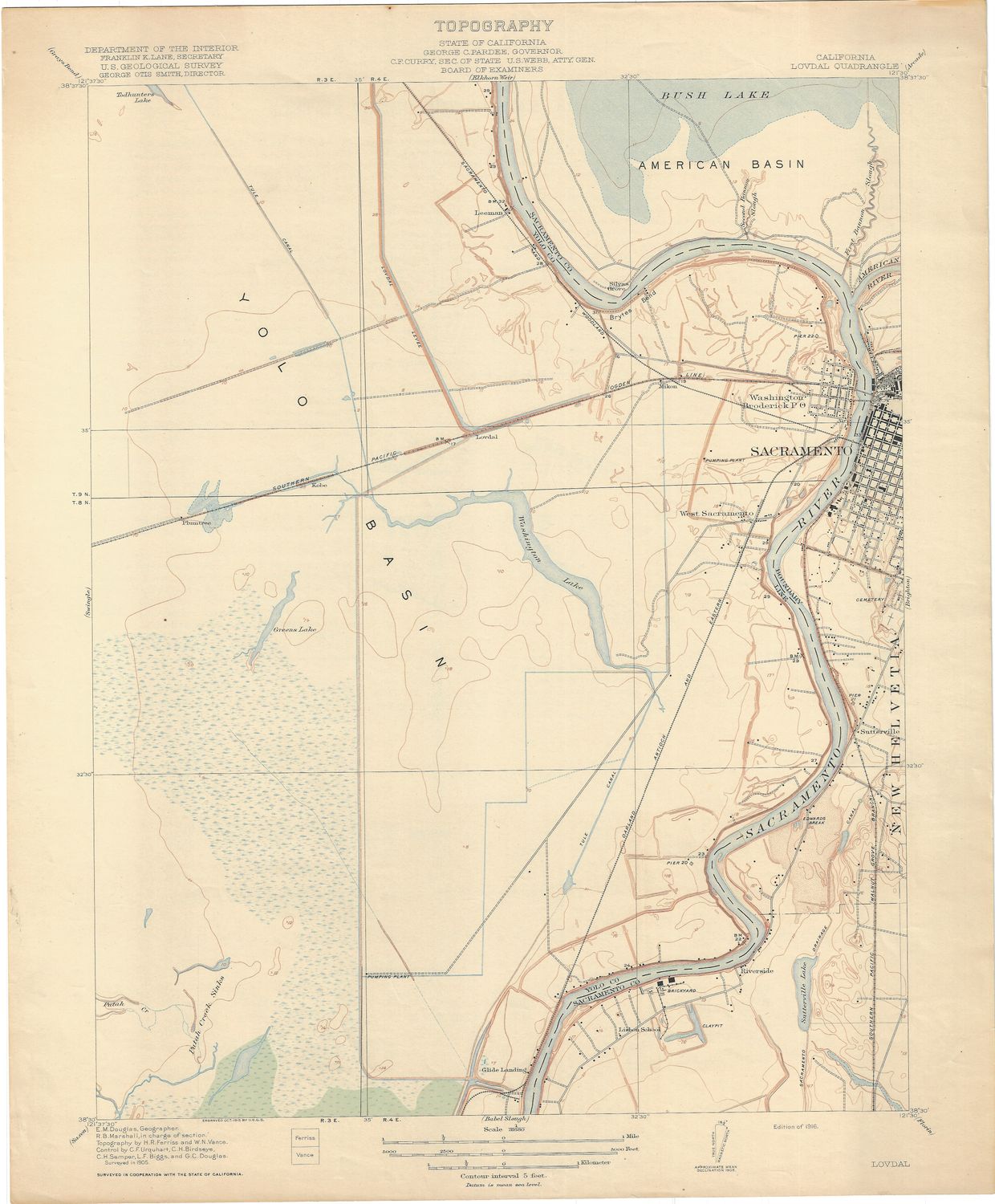 1916 USGS Lovdal, Ca Quad (West Sacaramento)