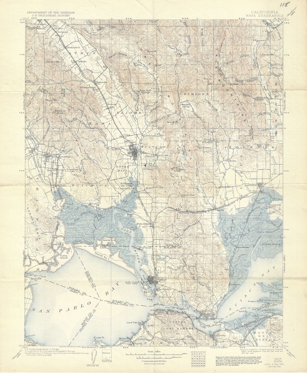 1933 (1902) USGS Napa , Ca Quad