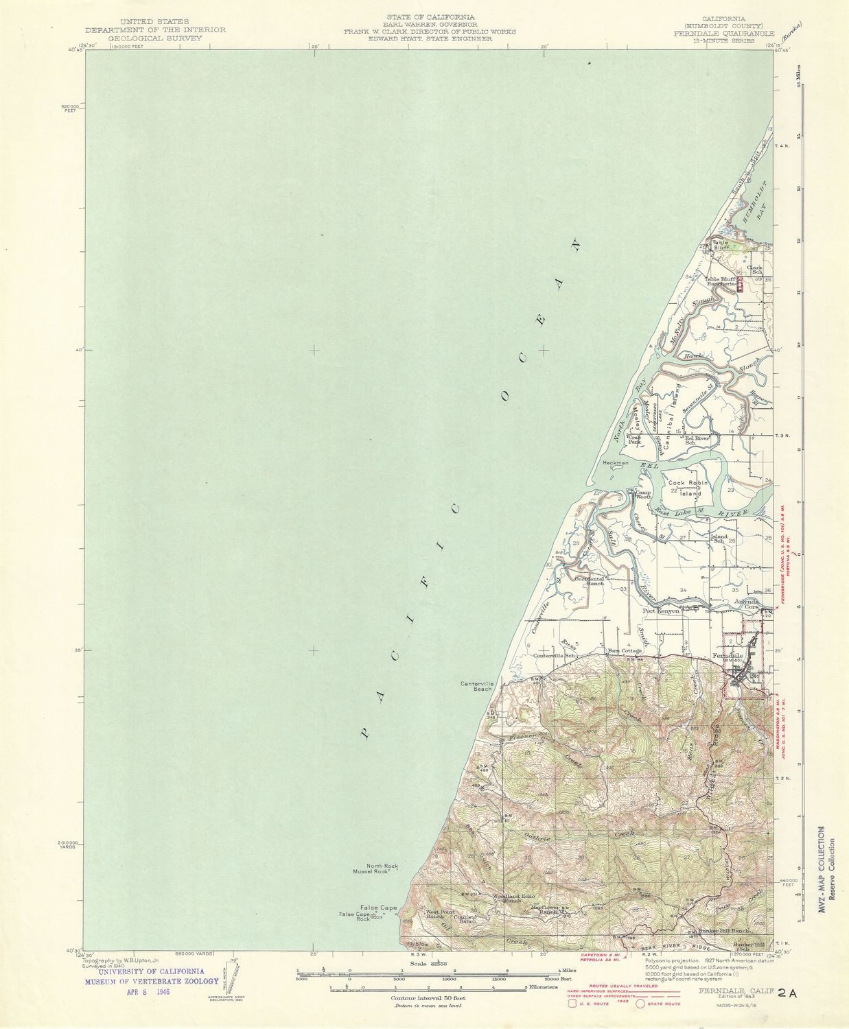 1943 USGS Ferndale, Ca. Quad