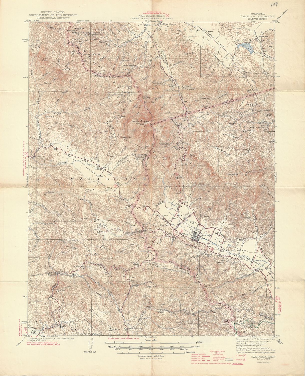 1945 USGS Calistoga, CA Quad- field Issue