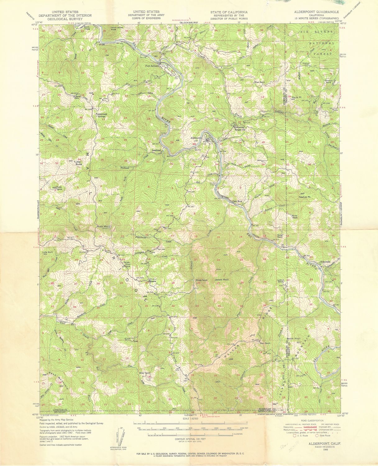 1949 USGS Alder Point, Ca. Quad