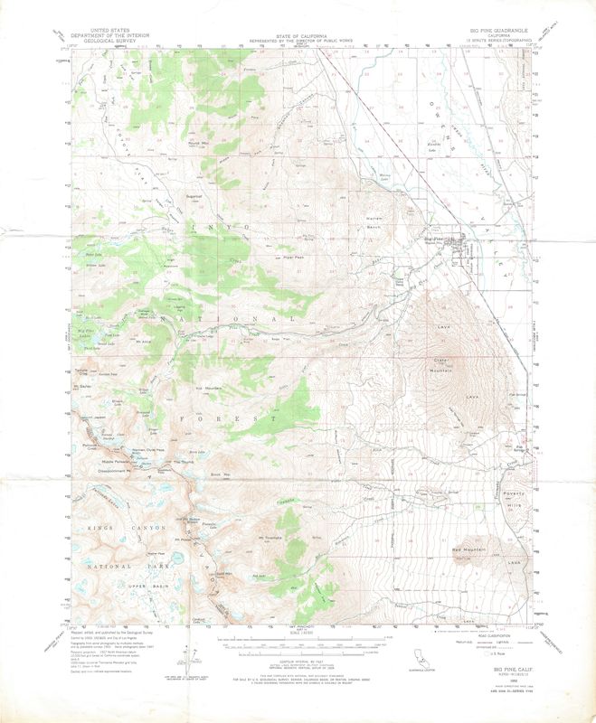 1950 USGS Big Pine, Ca Quad