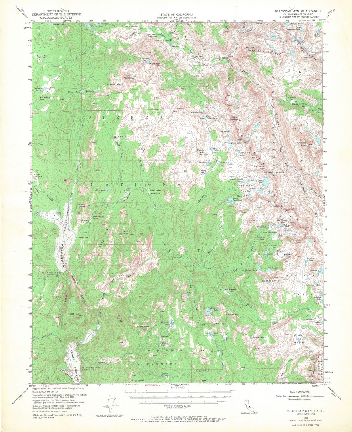 1953 USGS Blackcap Mountain, Ca Quad