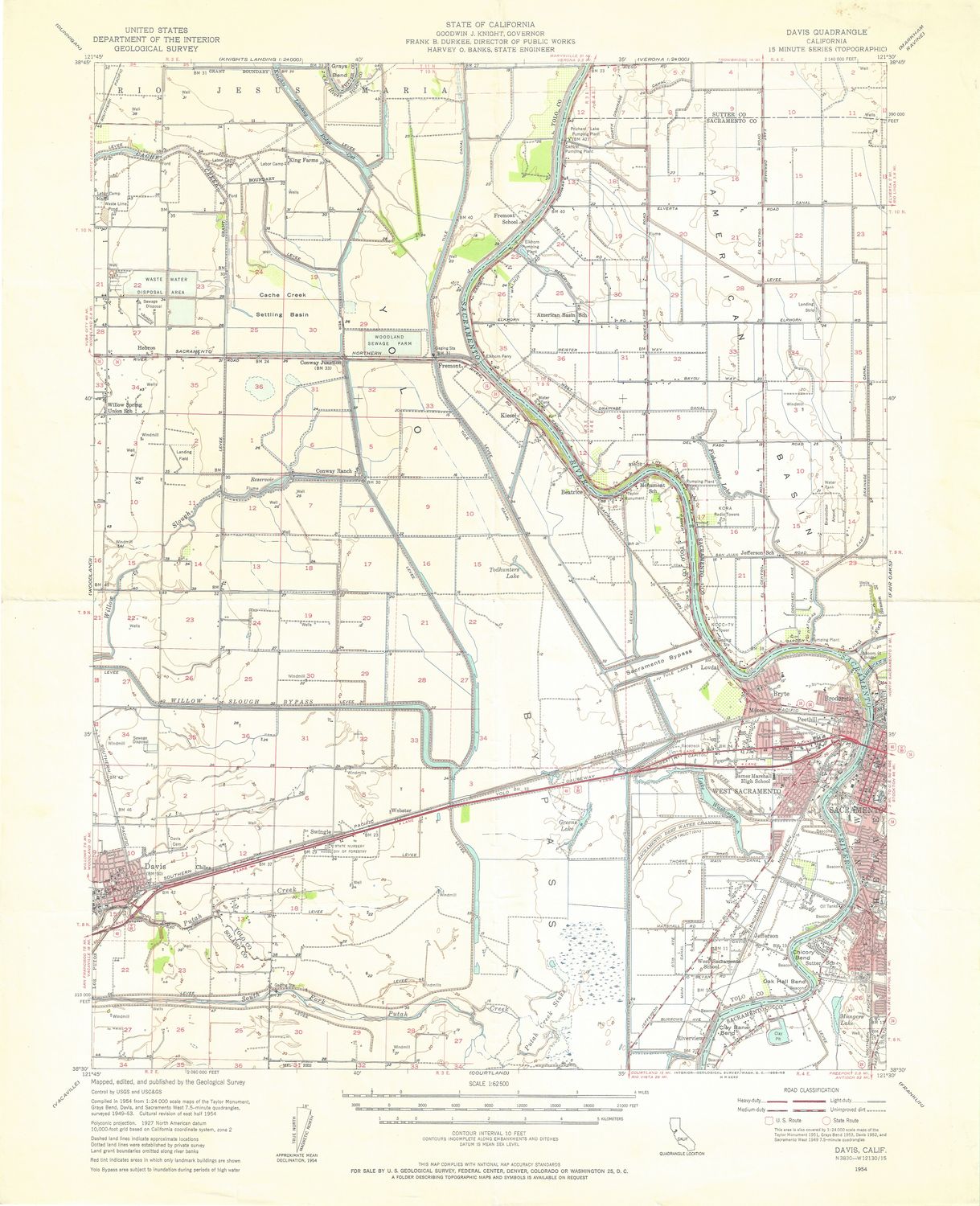 1954 USGS Davis,CA Quad 